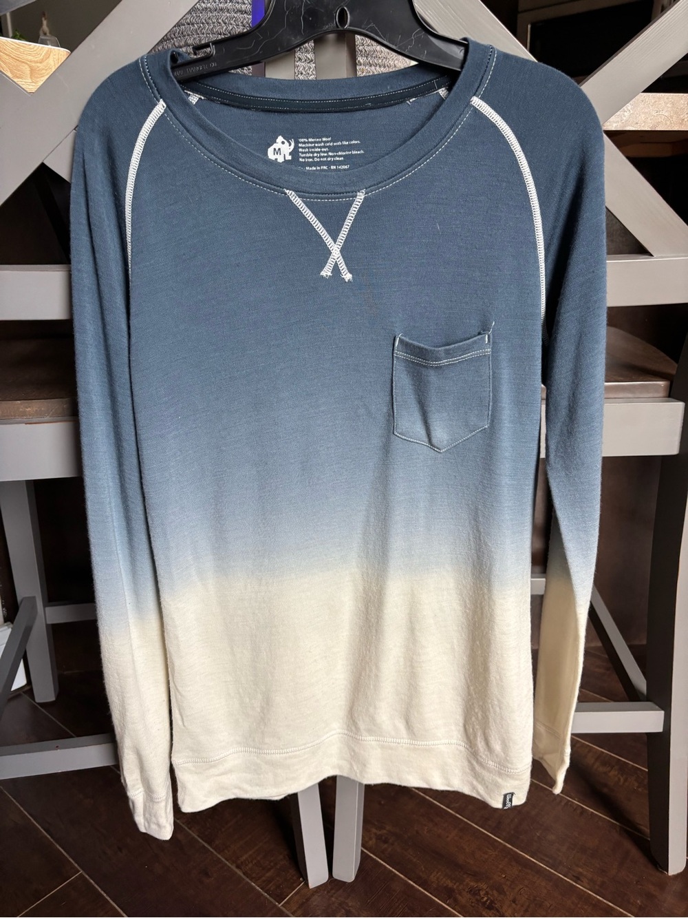 Woolly Clothing Co. - Blue Ombré 100% Merino Wool Longsleeve - MEDIUM
